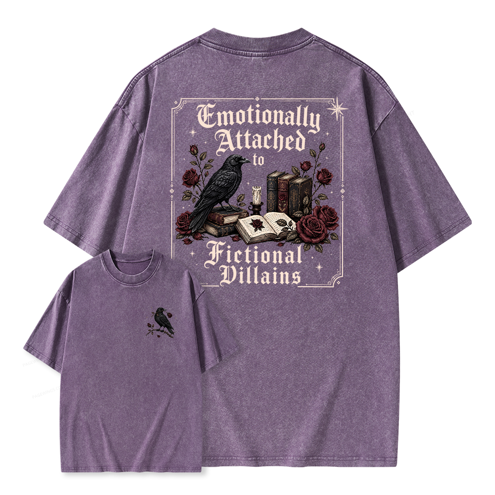 Pagewings Emotionally Attached to Fictional Villains Unisex Washed T-shirt