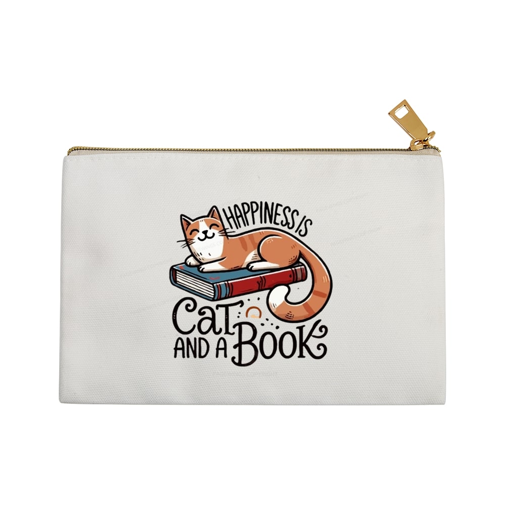 Pagewings Happiness Is A Cat And A Book Unisex Pouch