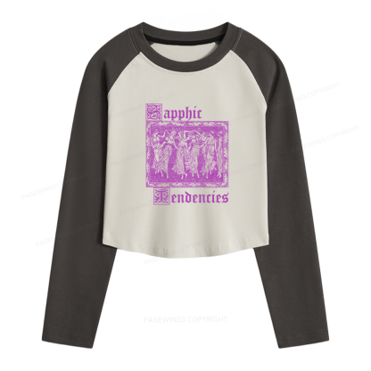 Pagewings Sapphic Tendencies Women Long Sleeve Crop Raglan T-shirt