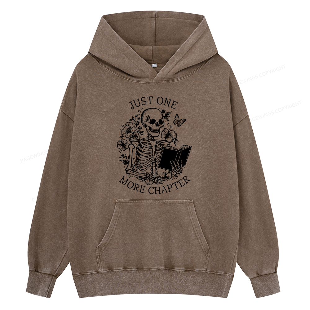 Pagewings One More Chapter Skeleton Unisex Washed Hoodie