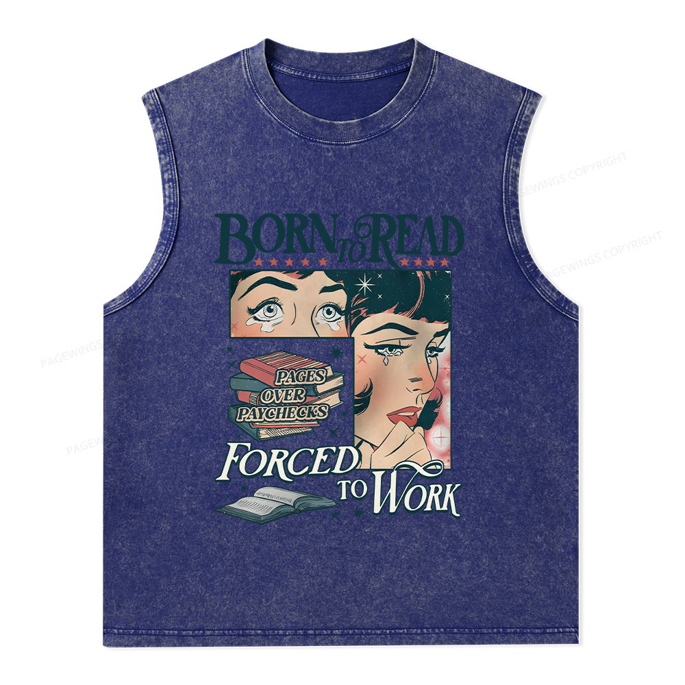 Pagewings Born To Read Bookish Comfor Unisex Washed Tank Top