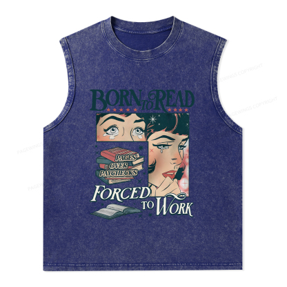 Pagewings Born To Read Bookish Comfor Unisex Washed Tank Top