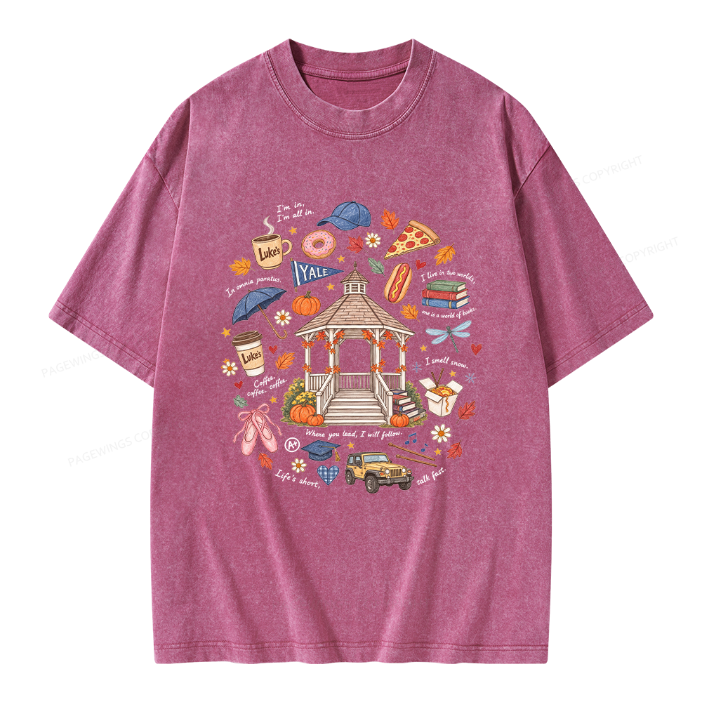 Pagewings Cozy Autumn Book Lover Unisex Washed T-shirt