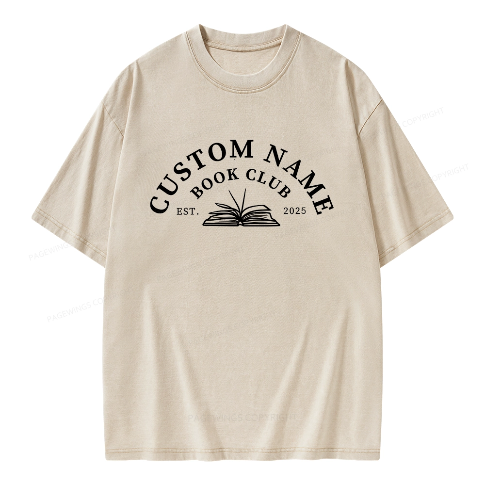 Pagewings Personalized Custom Book Club Unisex Washed T-shirt