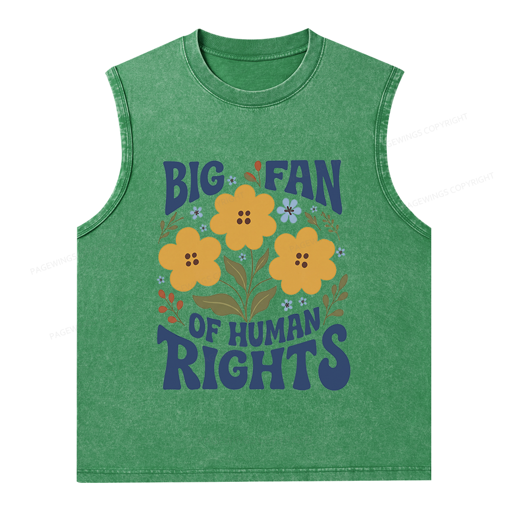 Pagewings Big Fan of Human Rights Unisex Washed Tank Top