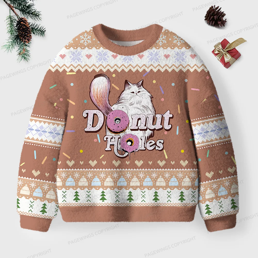 Pagewings Donut Holes Unisex Ugly Knit Sweatshirt