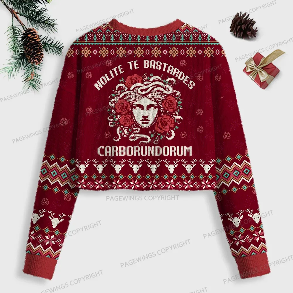 Pagewings Nolite Te Bastardes Carborundorum Women Ugly Crop Sweatshirt