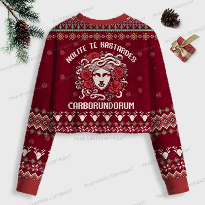 Pagewings Nolite Te Bastardes Carborundorum Women Ugly Crop Sweatshirt