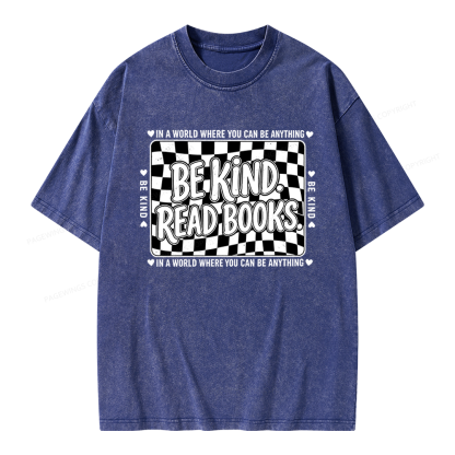 Pagewings Be Kind Read Books Unisex Washed T-shirt