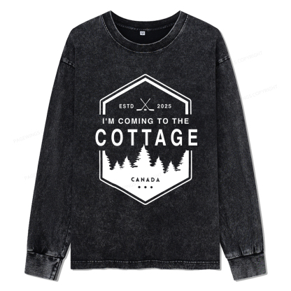 Pagewings Coming To The Cottage Unisex Washed Long Sleeve T-shirt