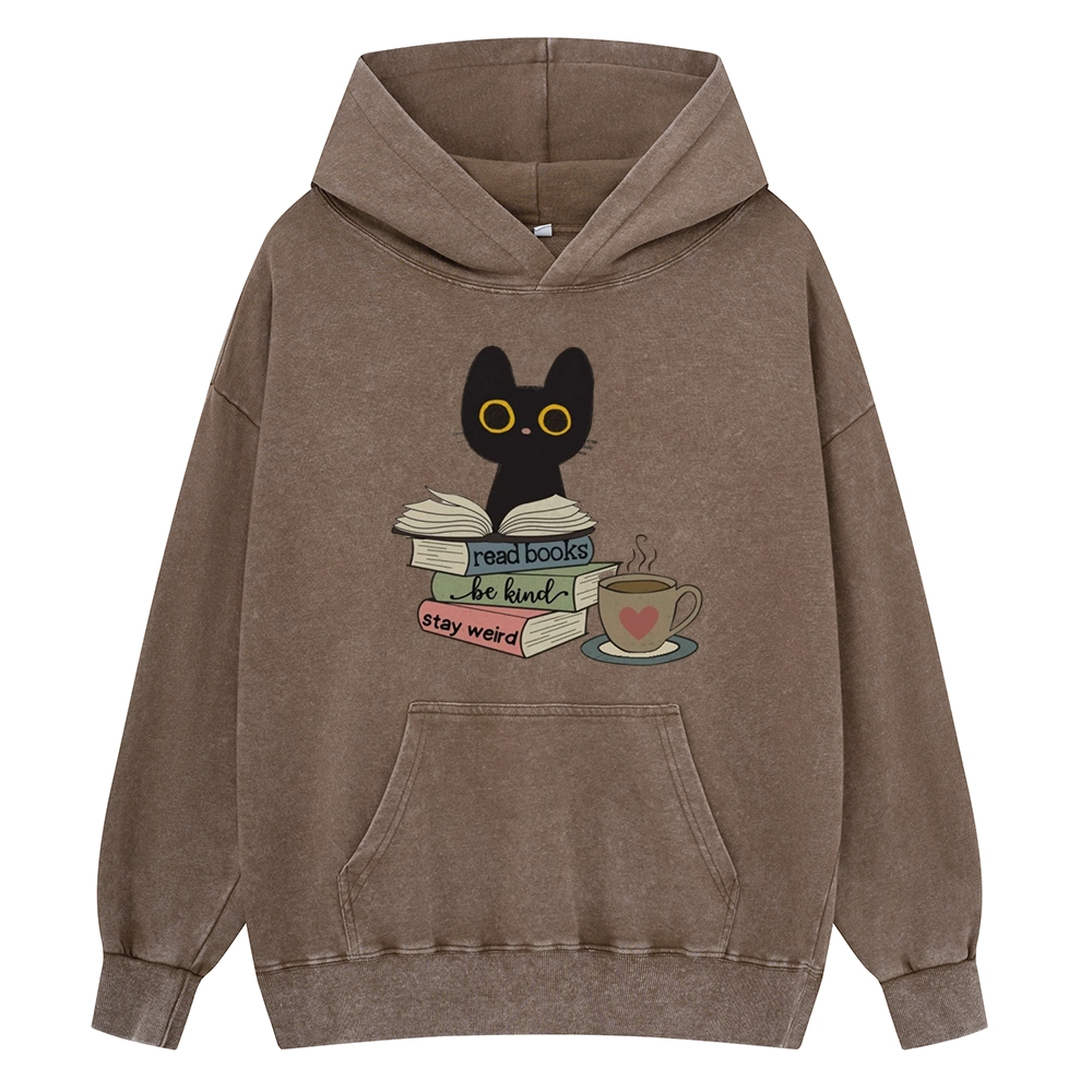 Pagewings Read Books Be Kind Stay Weird Unisex Washed Hoodie