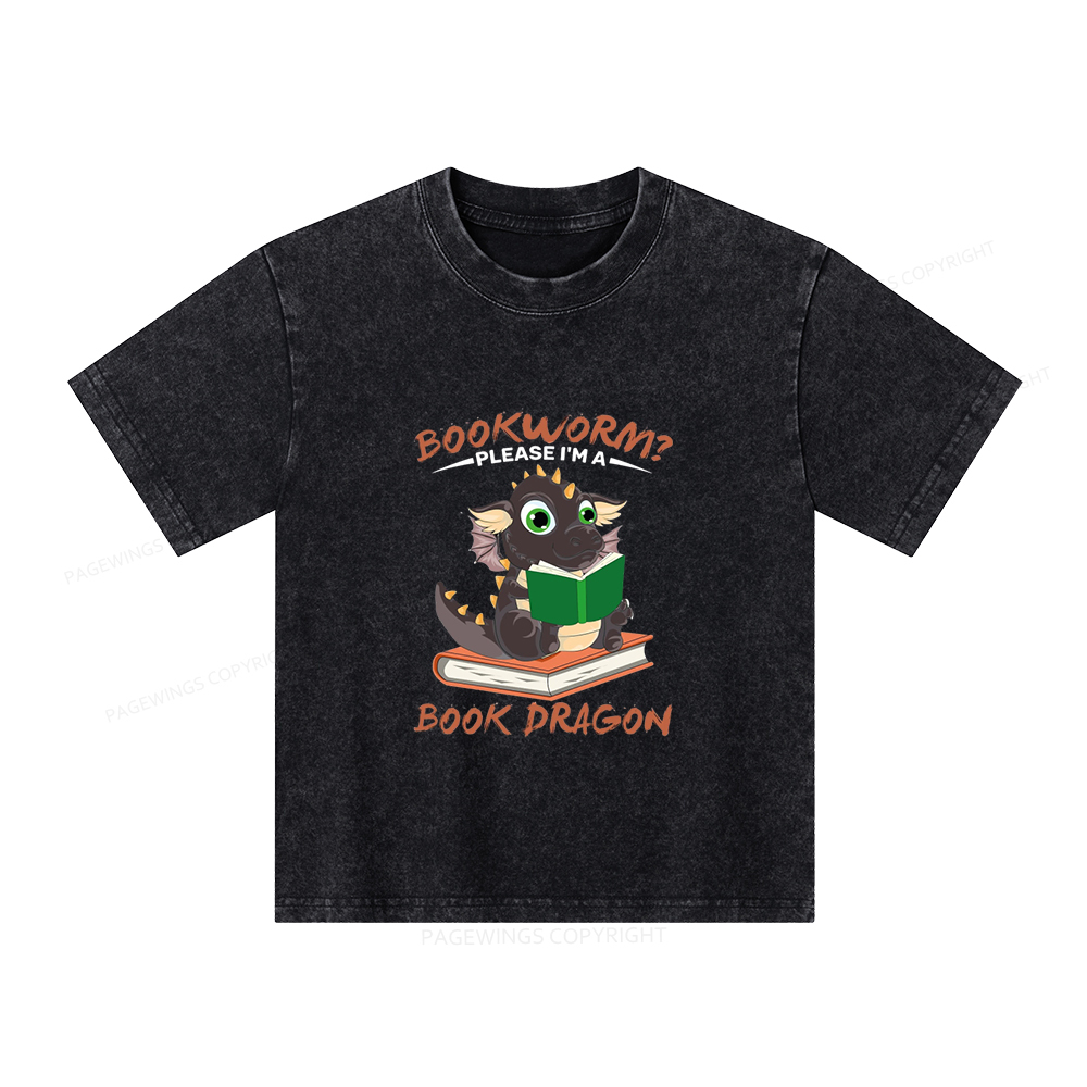 Pagewings Book Dragon Unisex Kids Washed T-shirt