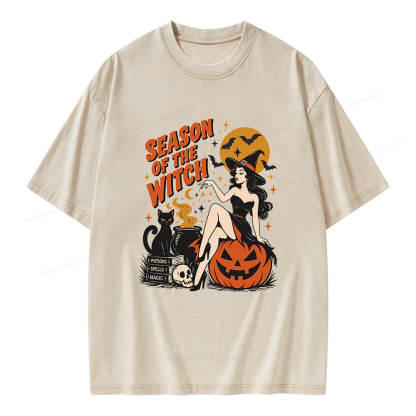 Pagewings Season Of The Witch Unisex Washed T-shirt