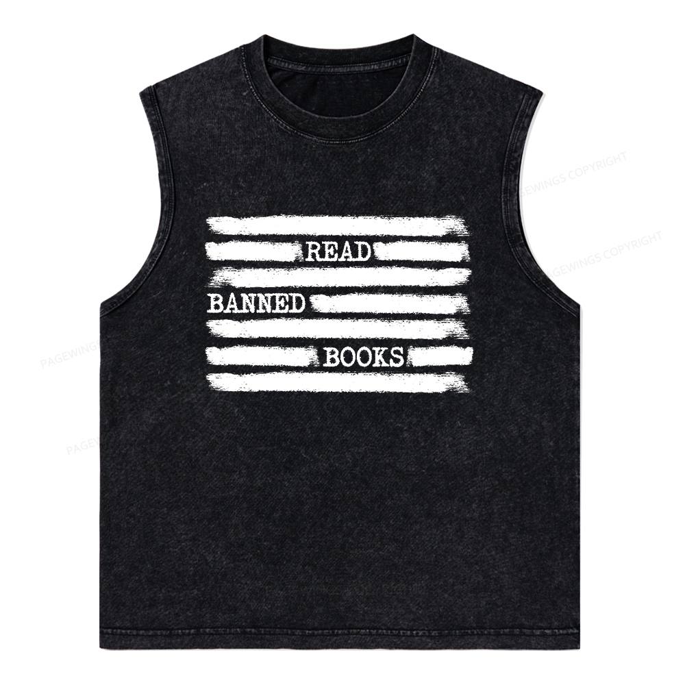 Pagewings Read Back In The Library "rock And Roll" Unisex Washed Tank