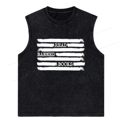 Pagewings Read Banned Books Bookworm Librarian Unisex Washed Tank Top