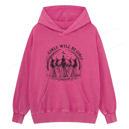 Pagewings Girls Will Be Girls Unisex Washed Hoodie