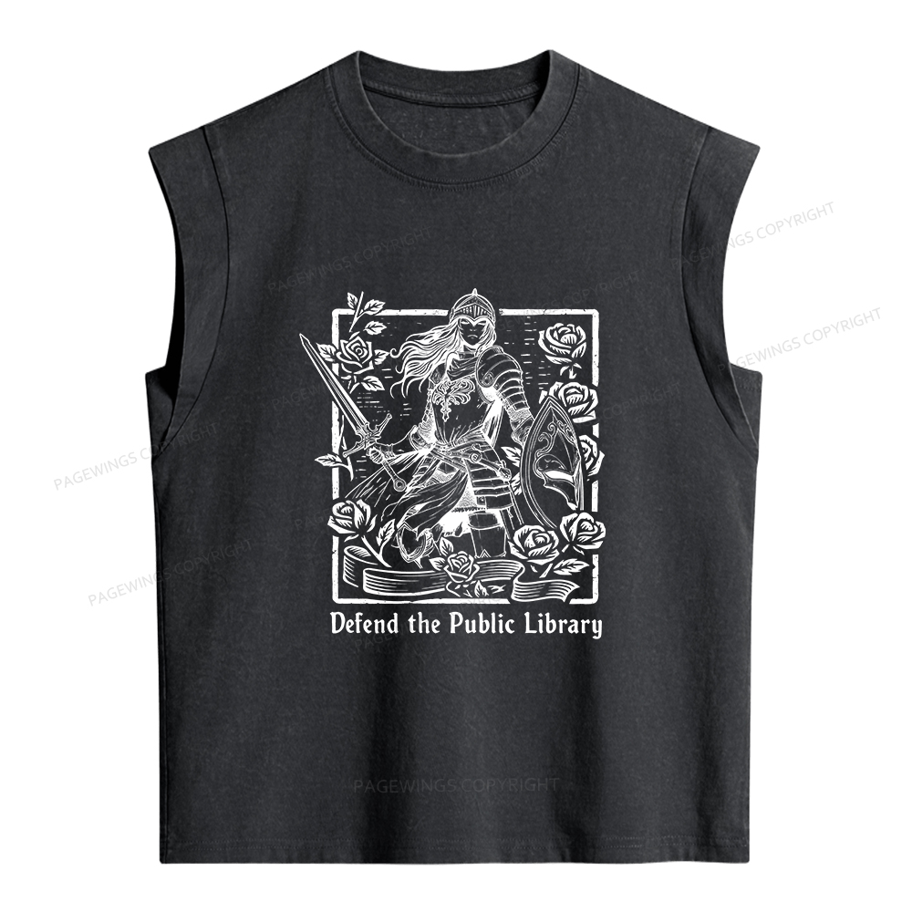 Pagewings Defend The Public Library Women's Washed Tank Top