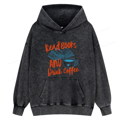 Pagewings Read Books And Drink Coffee Bookish Unisex Washed Hoodie