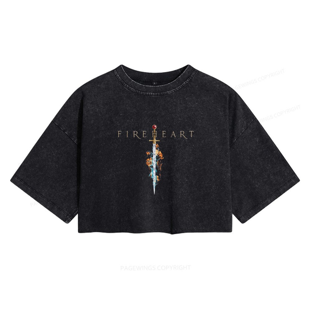 Pagewing Reading Fantasy Bookish Women's Washed Cropped T-shirt