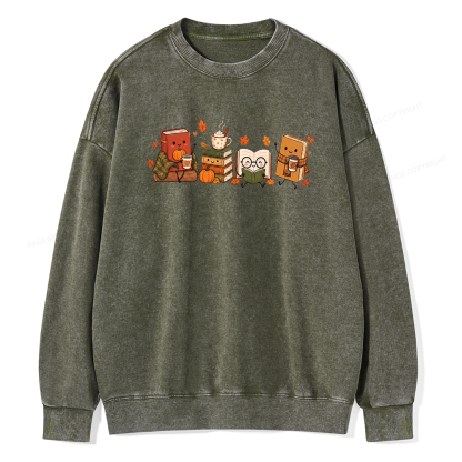Pagewings Cozy Book Lover Unisex Washed Sweatshirt