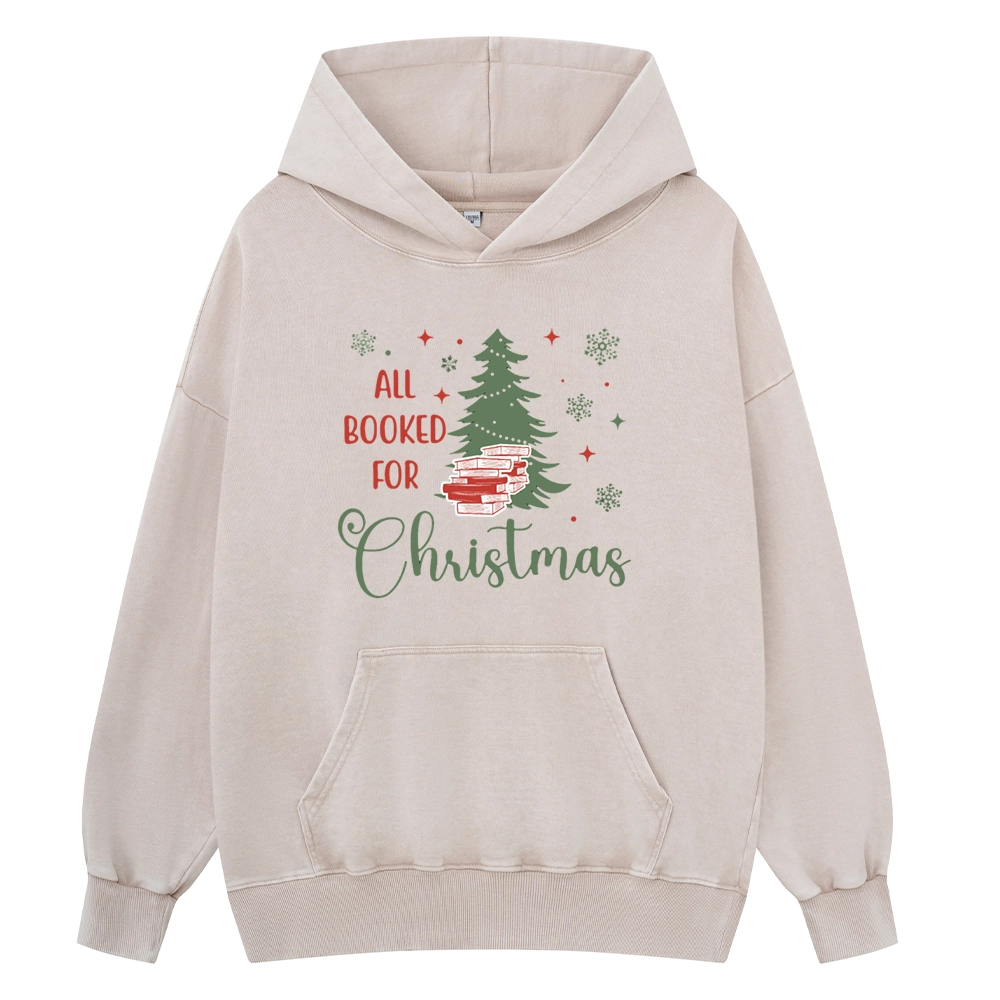 Pagewings All Booked for Christmas Unisex Washed Hoodie