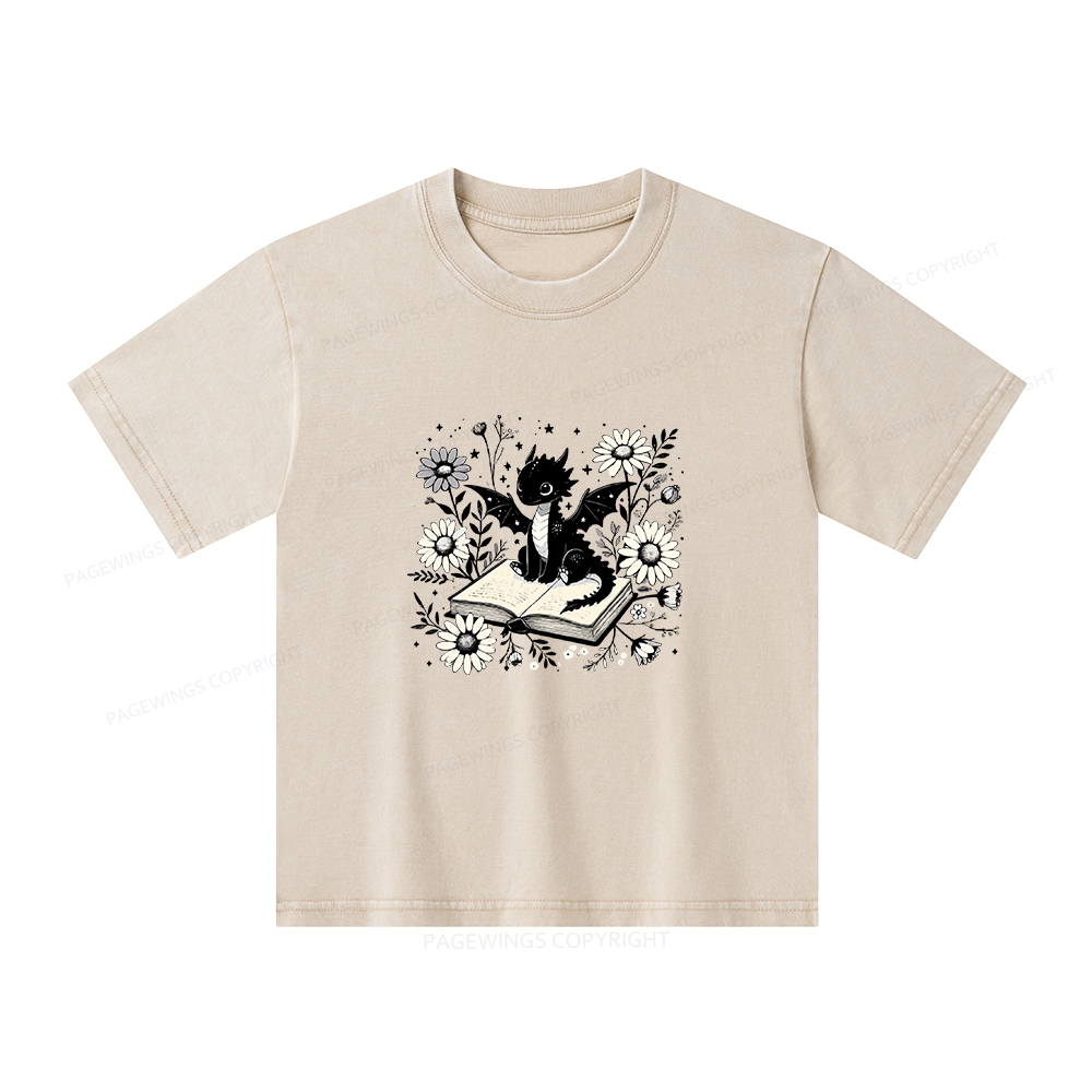 Pagewings Bookworm Dragon Unisex Kids Washed T-shirt