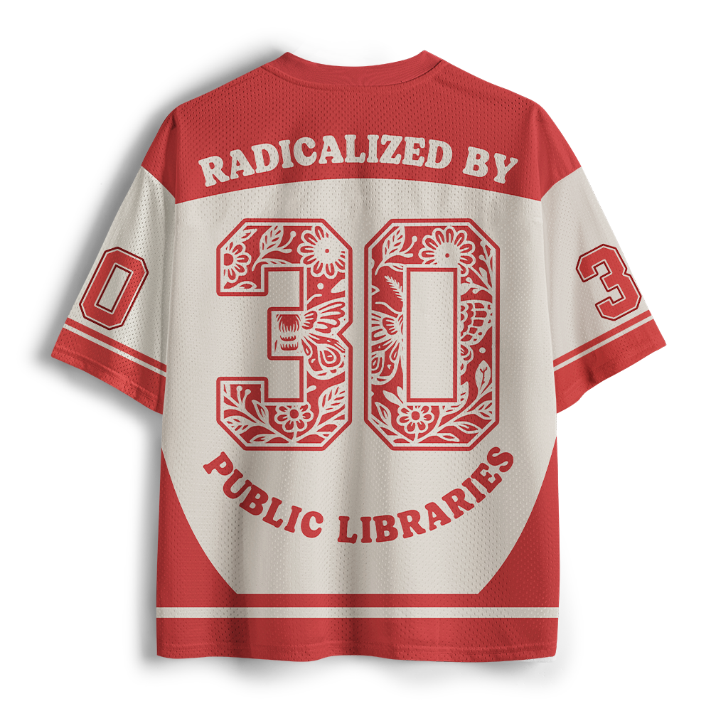 Pagewings Radicalized By Public Libraries Unisex Mesh Jersey