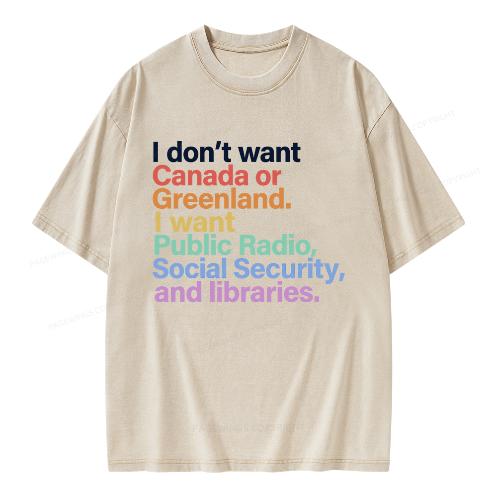 Pagewings I Want Public Libraries Unisex Washed T-shirt