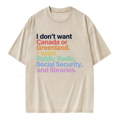 Pagewings I Want Public Libraries Unisex Washed T-shirt