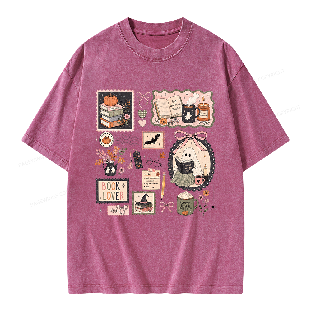 Pagewings Halloween Book Club Unisex Washed T-shirt