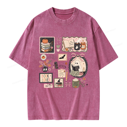 Pagewings Halloween Book Club Unisex Washed T-shirt