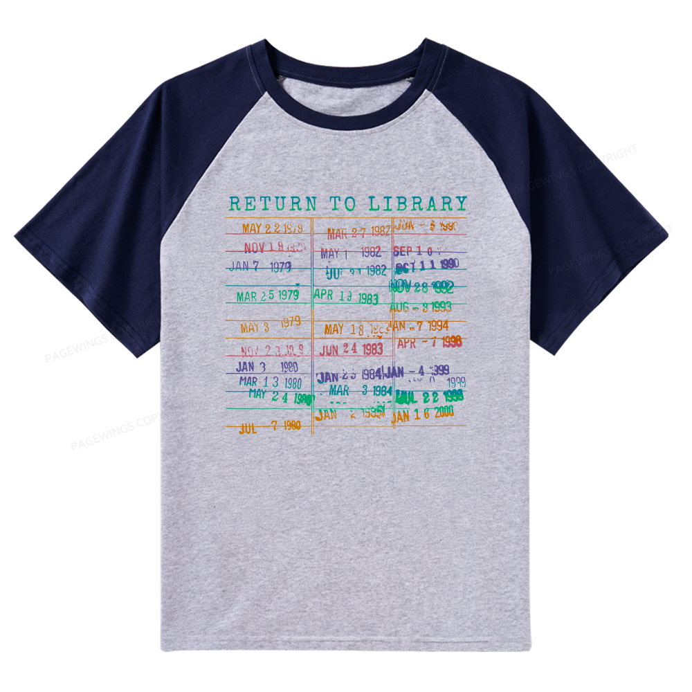 Pagewings Vintage Library Rainbow Raglan T-shirt