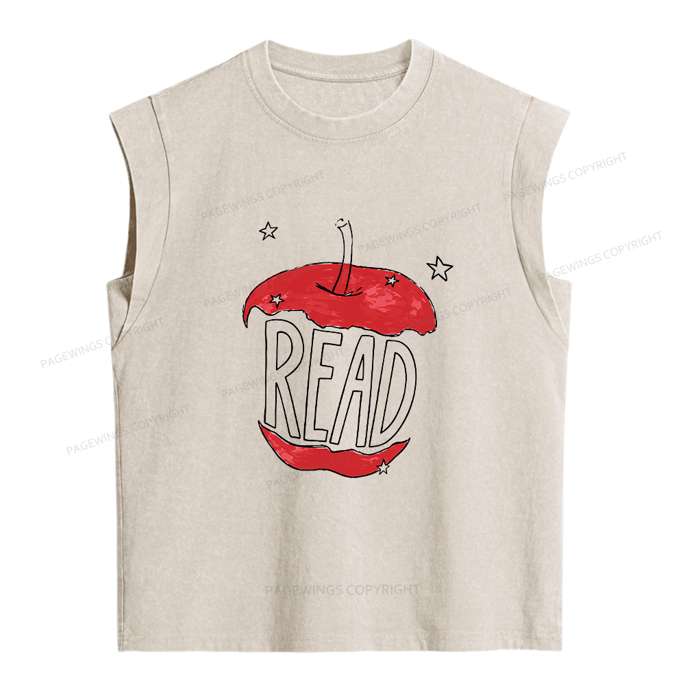 Pagewings Read Apple Women's Washed Tank Top