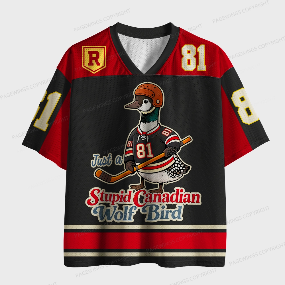 Pagewings Stupid Canadian Wolf Bird Unisex Mesh Jersey