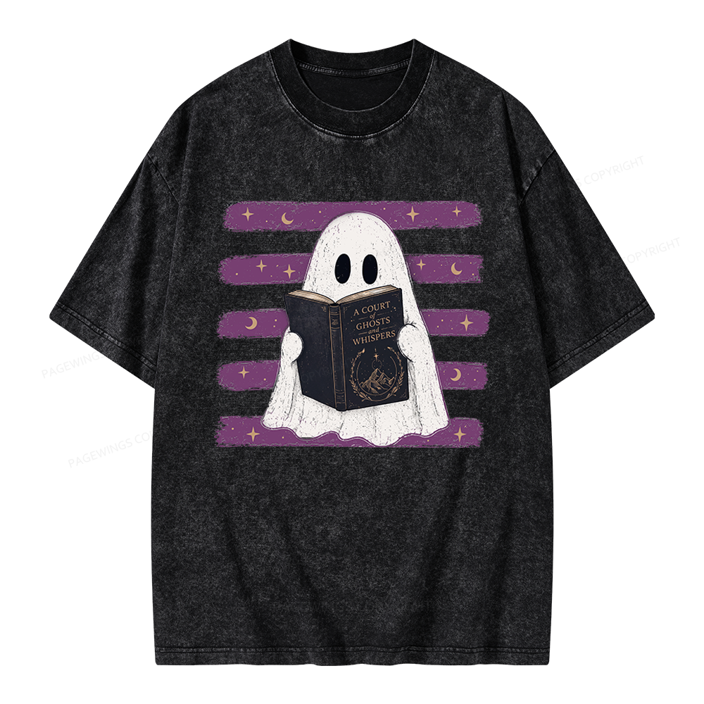 Pagewings A Court of Ghosts and Whispers Unisex Washed T-shirt
