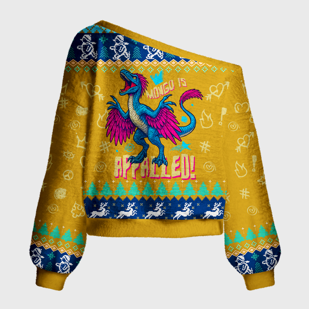 Pagewings Sci Fi Bookish Off Shoulder Ugly Knit Sweater