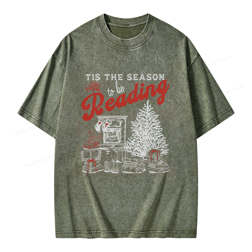 Pagewings Tis The Season to be Reading Unisex Washed T-shirt