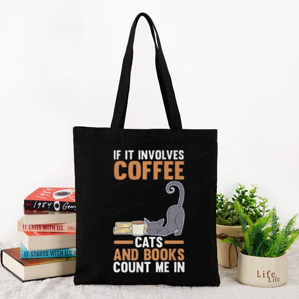Pagewings Cats Reading Books Coffee Tote Bag