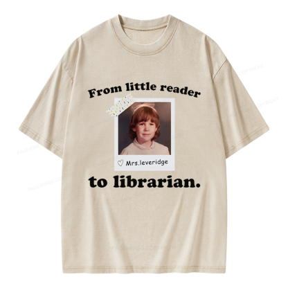 Pagewings Personalized Photo From Little Reader Unisex Washed T-shirt