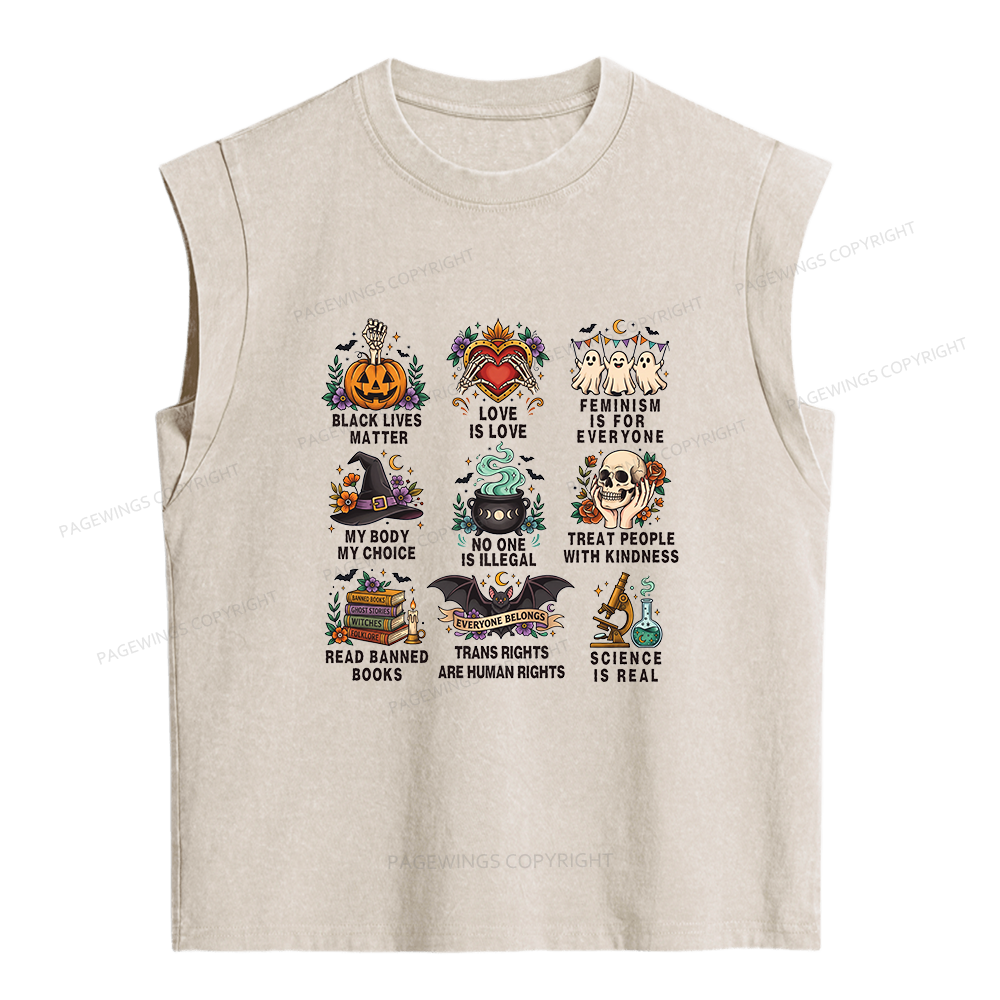 Pagewings Inclusive Halloween Women's Washed Tank Top