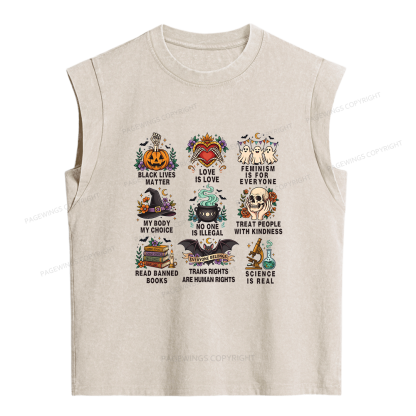 Pagewings Inclusive Halloween Women's Washed Tank Top
