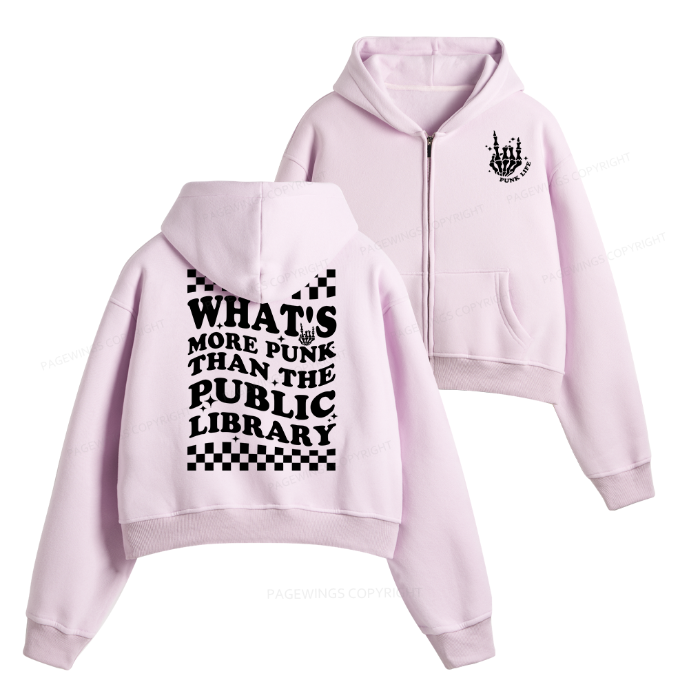 Pagewings Punk The Public Library Fleece Zip-Up Hoodie