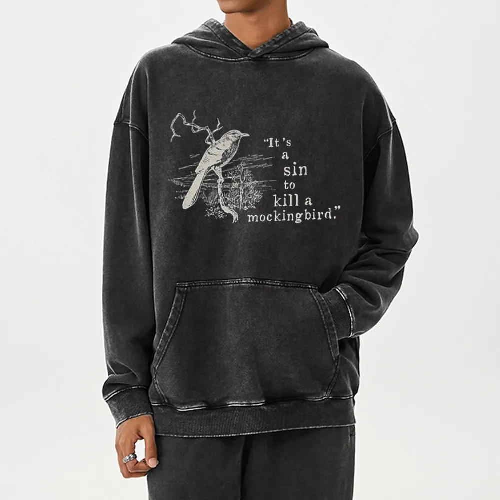 Pagewings It's A Sin To Kill a Mockingbird Unisex Washed Hoodie