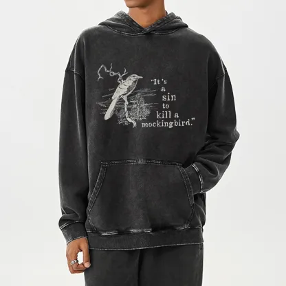 Pagewings It's A Sin To Kill a Mockingbird Unisex Washed Hoodie