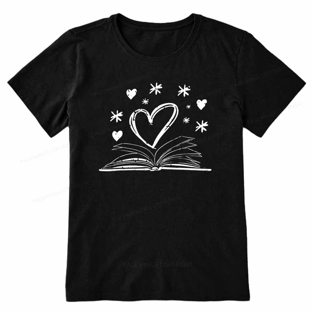 Pagewings Bookworm Librarian Valentines Day Book T-Shirt Unisex Classic T-shirt