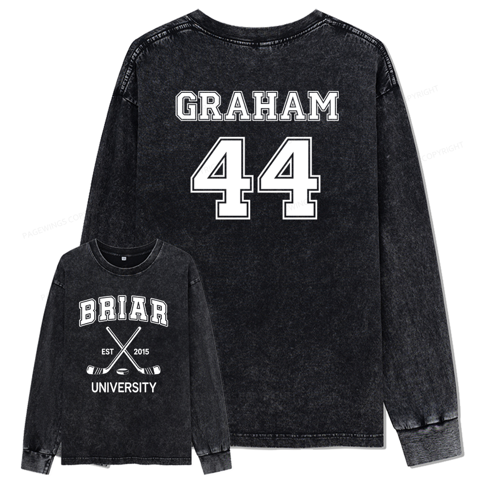 Pagewings Hockey Romance Unisex Washed Long Sleeve T-shirt 