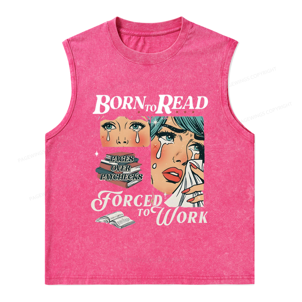 Pagewings Born To Read Bookish Unisex Washed Tank Top