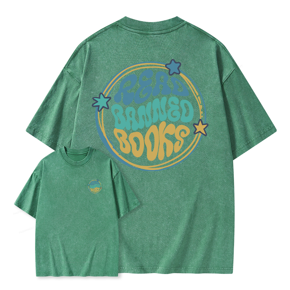 Pagewings Read Banned Books Unisex Washed T-shirt