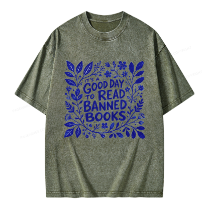 Pagewings It‘s A Good Day To Read Banned Books Unisex Washed T-shirt
