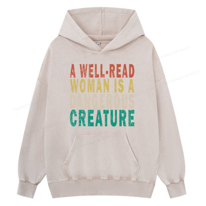Pagewings A Well-Read Woman Is A Dangerous Creature Unisex Washed Hoodie